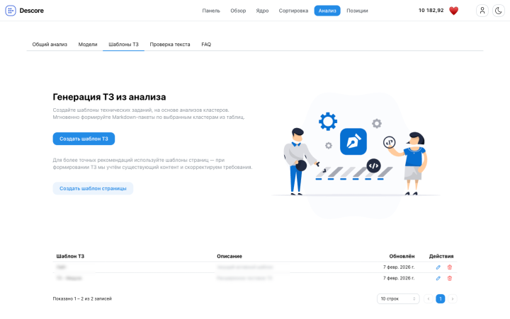 Шаблон ТЗ с параметрами